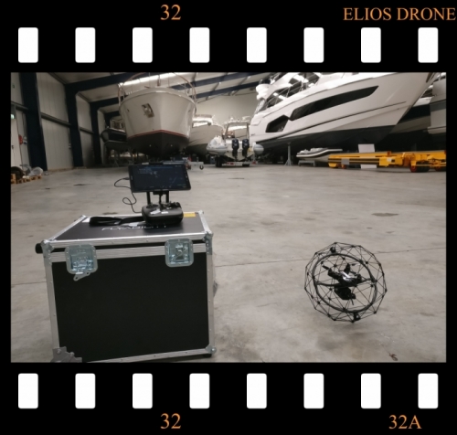 This is a photo of the Elios inspection drone